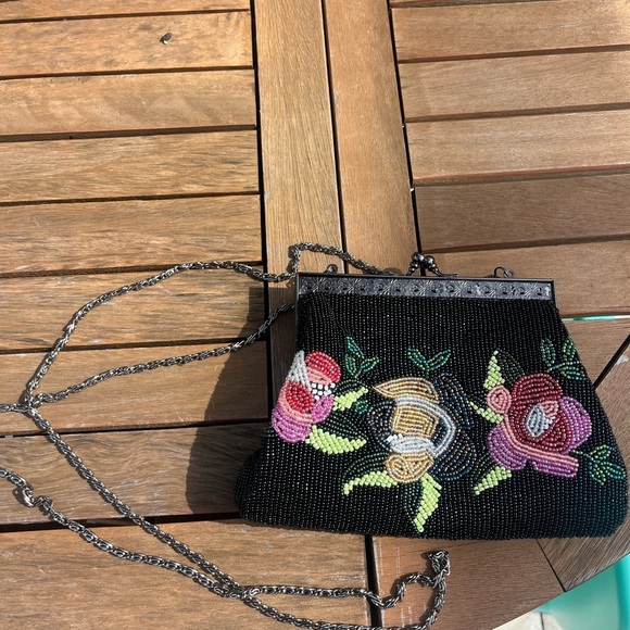 RARE VINTAGE 100% PURE SILK HAND BEADED FLORAL PURSE - Picture 11 of 11